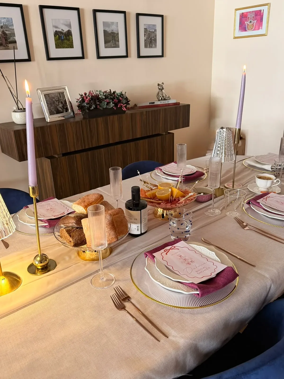 Bridal shower con velas lila